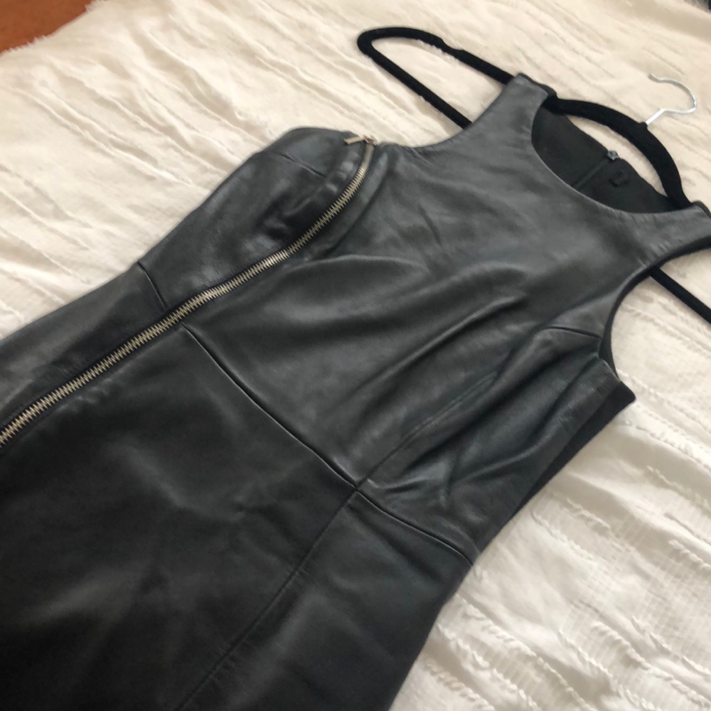 Leather mini dress